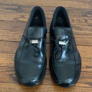 Men's Prada authentic Black Leather Loafers. Size 10